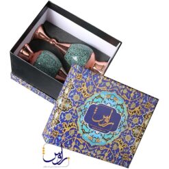 پک هدیه جفت گلدان صراحی 20 فیروزه کوبی با هاردباکس