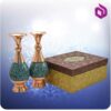 ست دو گلدان صراحی مس و فیروزه کوب 20 سانتی با جعبه گالینگور