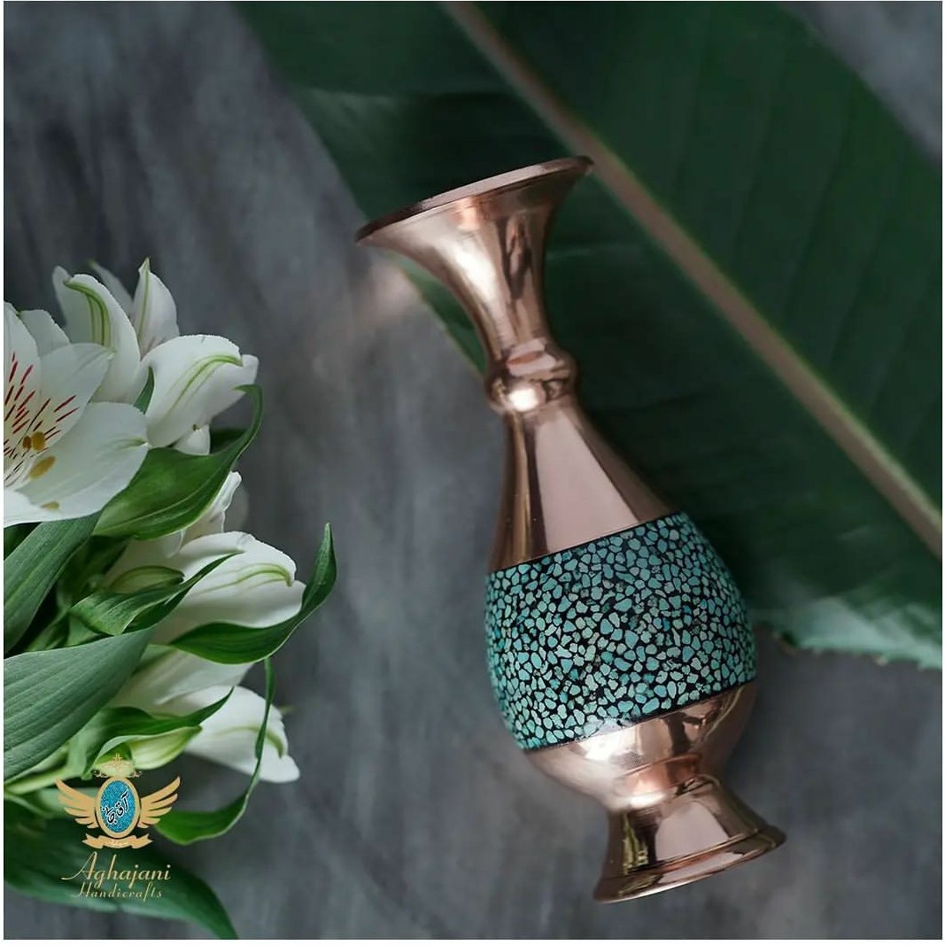 گلدان صراحی فیروزه کوبی – 14 سانت