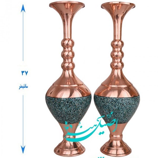 گلدان سه گوی فیروزه کوبی 37 سانت