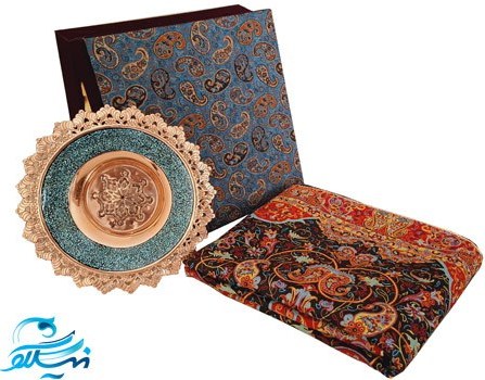 ست بشقاب فیروزه کوبی و ترمه
