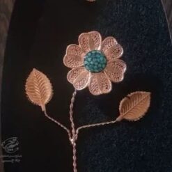 قاب گل مسی فیروزه کوبی تک گل با گلدون