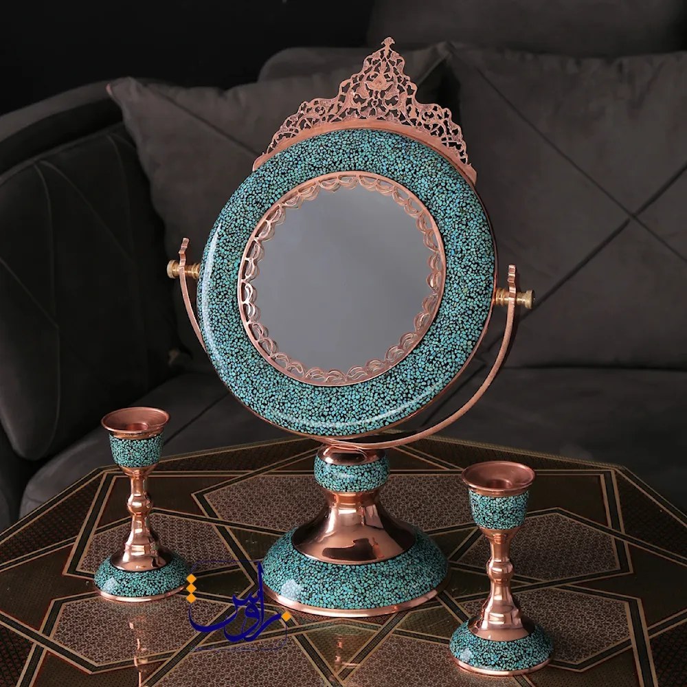 شمعدان دو تکه فیروزه کوب