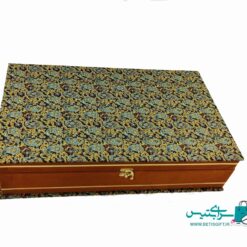 ست هدیه جفت گلدان 20 فیروزه کوب و رومیزی ترمه به همراه جعبه هدیه ترمه