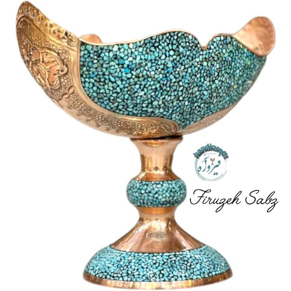 کشکول فیروزه کوبی قلم زنی – سایز