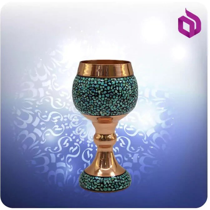 جام شربت خوری مس و فیروزه کوب کوچک شمائی
