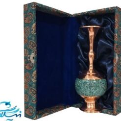 گلدان مس و فیروزه با جعبه نفیس