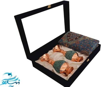 پک هدیه جفت گلدان فیروزه کوبی و ترمه