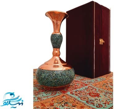 بسته گلدان فیروزه کوبی و ترمه