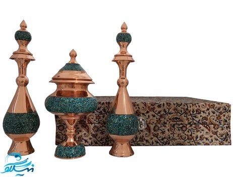 پک هدیه تنگ و شکلات خوری مس و فیروزه
