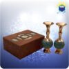 ست دو گیلاسی مس و فیروزه کوب 20 سانت با جعبه ام دی اف چرمی
