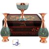 پک هدیه جفت گلدان صراحی 20 و سنگاب 16 فیروزه کوبی با جعبه دکوپاژ