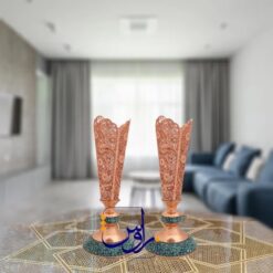 گلدان میانه فیروزه کوب و ملیله کاری