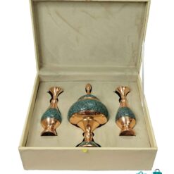 ست هدیه جفت گلدان و شکلات خوری فیروزه کوب به همراه جعبه هدیه
