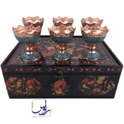 پک هدیه شش تایی آجیل خوری 11 فیروزه کوبی با جعبه دکوپاژ