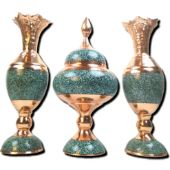 ست شکلات خوری و سنبلدان مس و فیروزه(ارتفاع 32س)