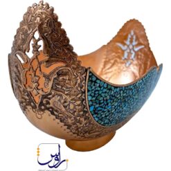 ست کشکول و سینی قلم خورده فیروزه کوب