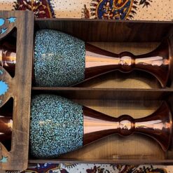 گلدان فیروزه کوبی 20cm همراه با جعبه هدیه سنتی