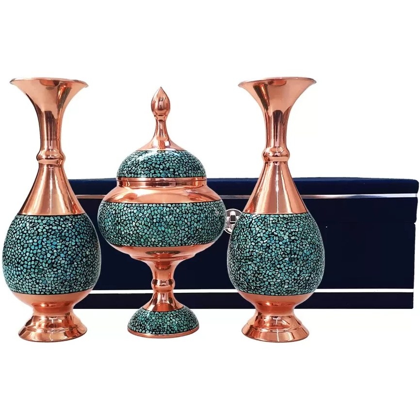 ست مسی تزیینی دکوراتیو فیروزه کوبی