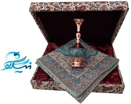 باکس هدیه ترمه و گلدان فیروزه کوبی