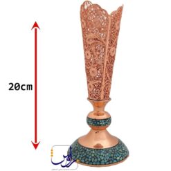 گلدان میانه فیروزه کوب و ملیله کاری
