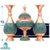 ست فیروزه کوبی سه تکه گلدان و شکلات خوری اندازه 25 سانتیمتر