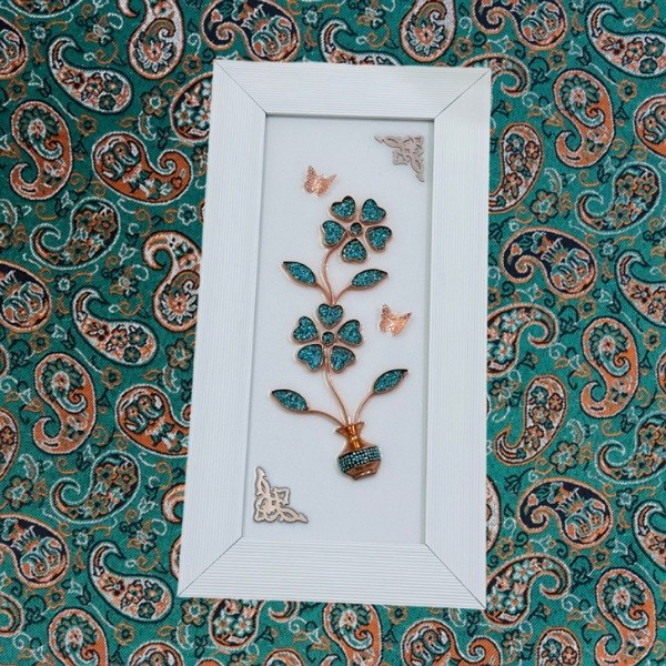 تابلو فیروزهکوبی 45×25 دو گل برجسته