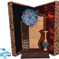 تندیس تلفیقی بشقاب مینا و گلدان فیروزه کوبی