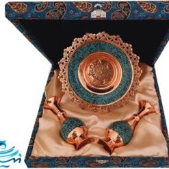 باکس هدیه گلدان و بشقاب مس و فیروزه کوبی