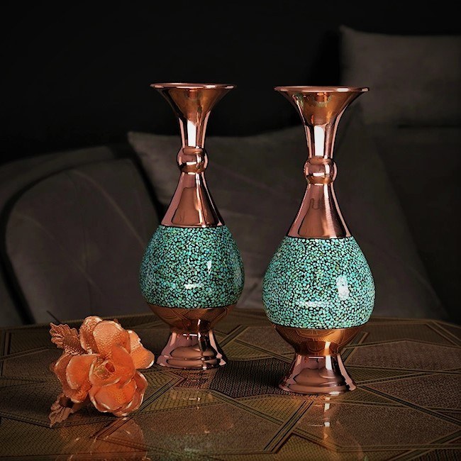 گلدان فیروزه کوبی صراحی سایز ۳۰ سانتی متر