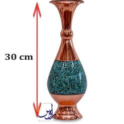 پک هدیه گلدان 30 فیروزه کوبی با جعبه پلکسی