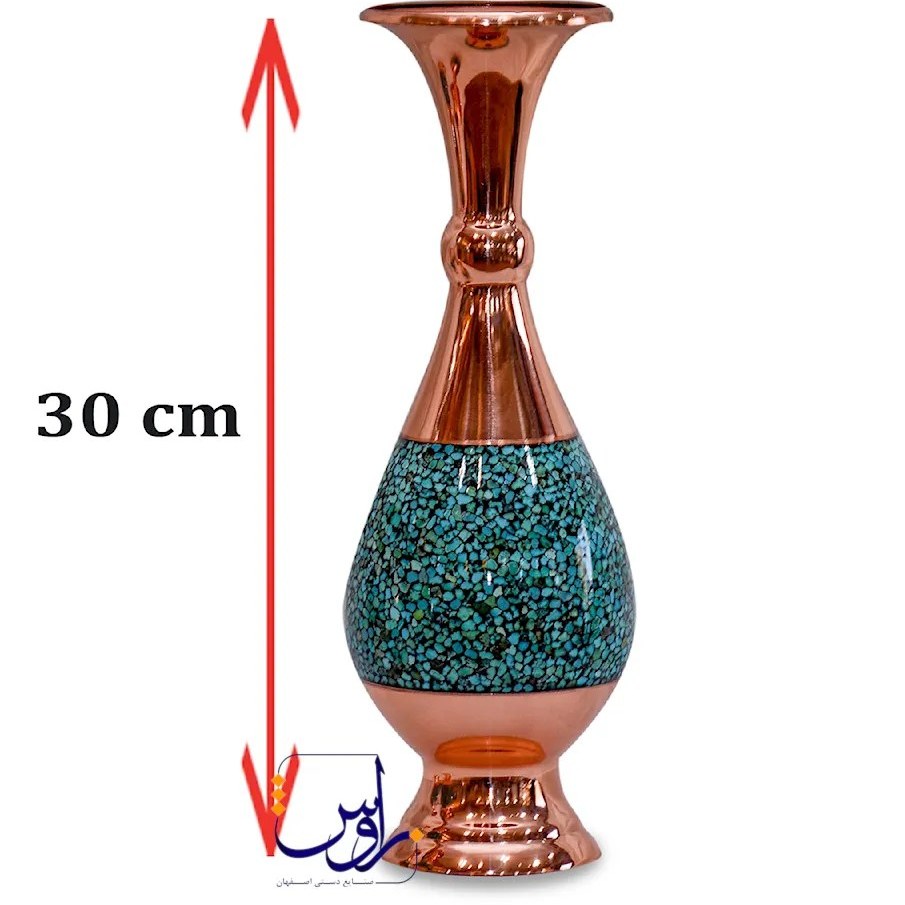 پک هدیه گلدان 30 فیروزه کوبی با جعبه پلکسی