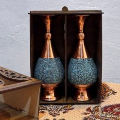 گلدان فیروزه کوبی 20cm همراه با جعبه هدیه سنتی