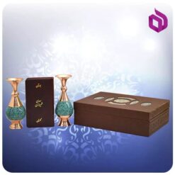 گلستان و بوستان سعدی پالتويی چرم با دو گلدان فیروزه 16