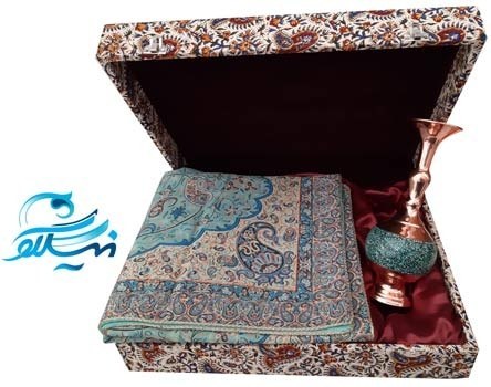 باکس هدیه ترمه و گلدان فیروزه کوبی