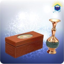 گیلاسی مس و فیروزه کوب 20 سانت با جعبه ام دی اف چرمی