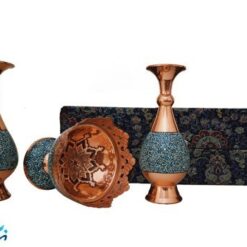 ست هدیه گلدان 16 و آجیل خوری 11 فیروزه کوبی