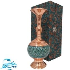 گلدان مس و فیروزه با جعبه نفیس