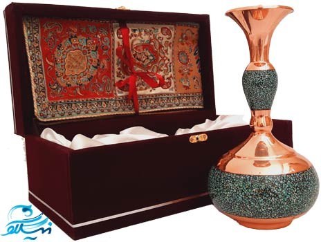 بسته گلدان فیروزه کوبی و ترمه