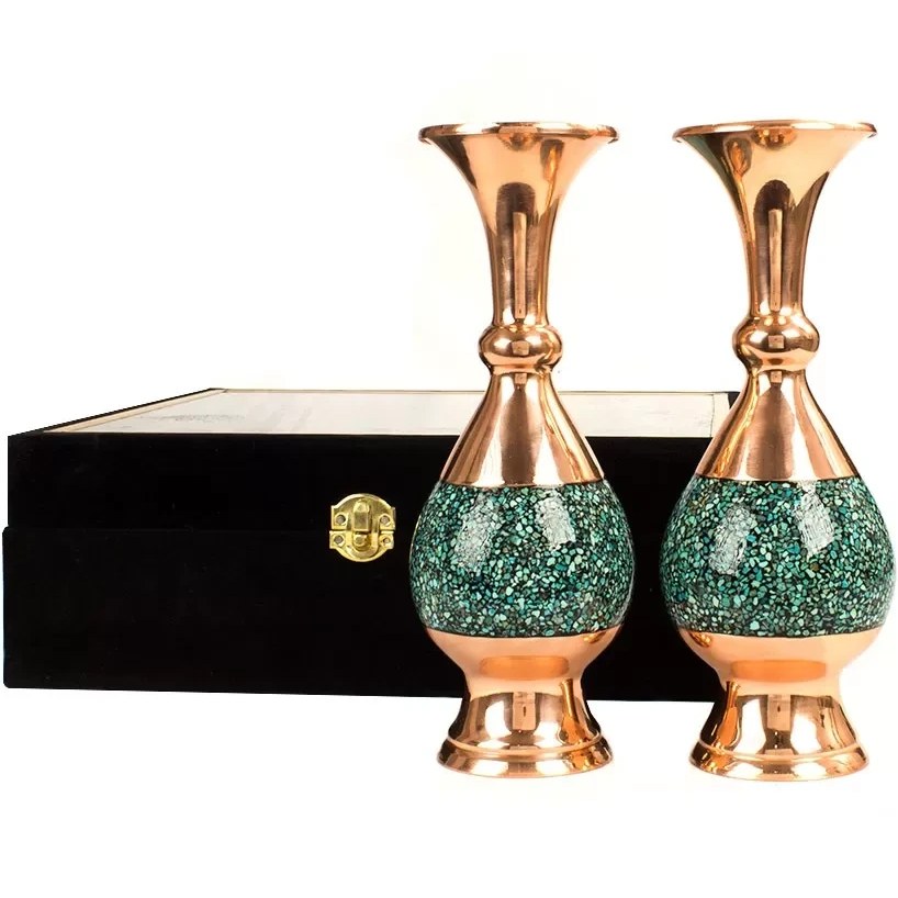 گلدان فیروزه کوبی 16 سانتی دو عددی