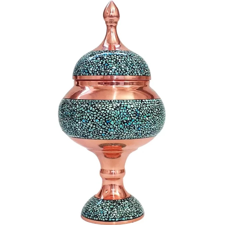 ست شکلات خوری و گلدان فیروزه کوبی نفیس به همراه باکس کد b299