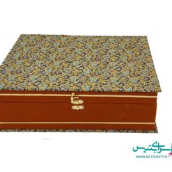 ست هدیه گلدان 20 فیروزه کوب و رومیزی ترمه 1*1 به همراه جعبه هدیه ترمه