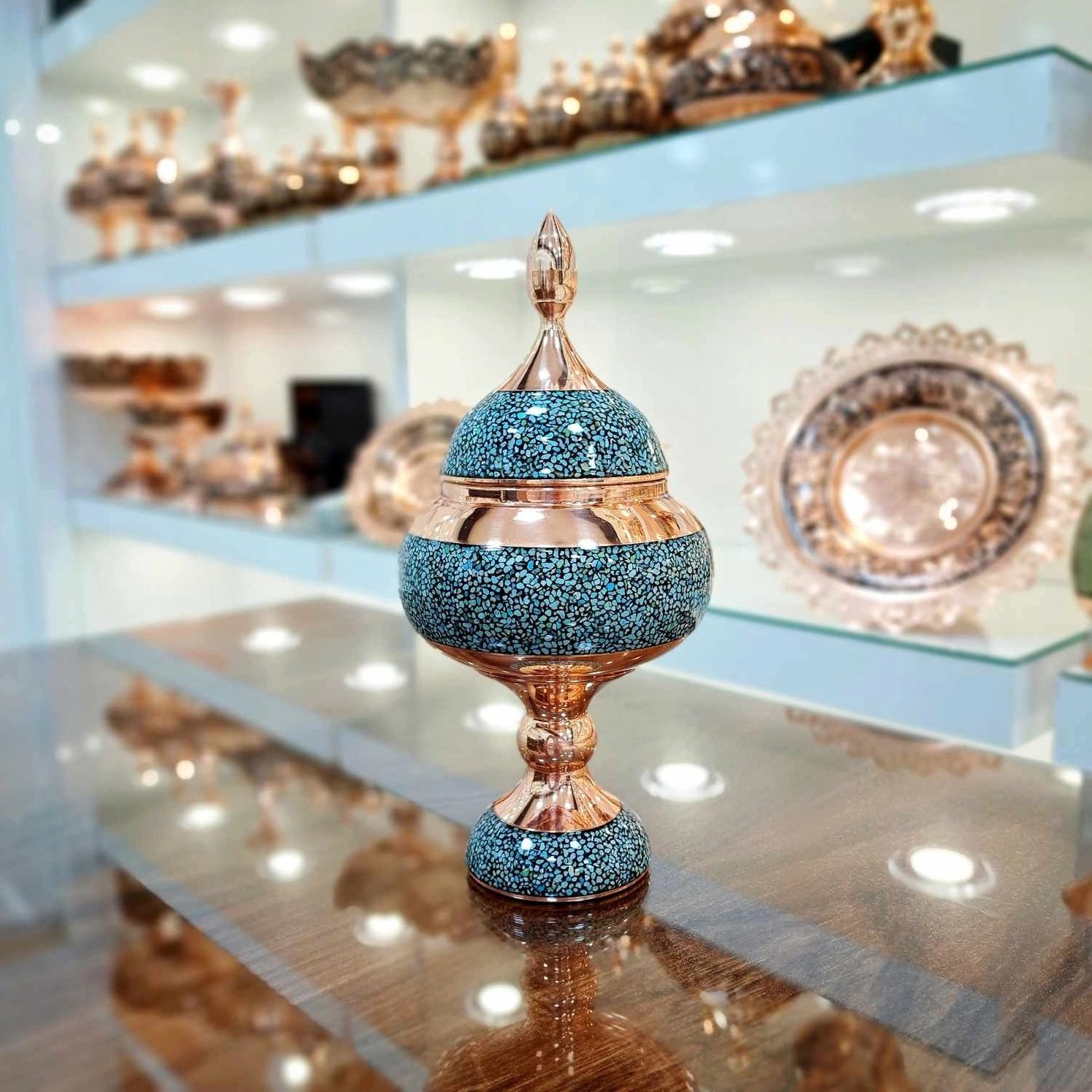 ست گلدان و شکلات خوری فیروزه کوبی