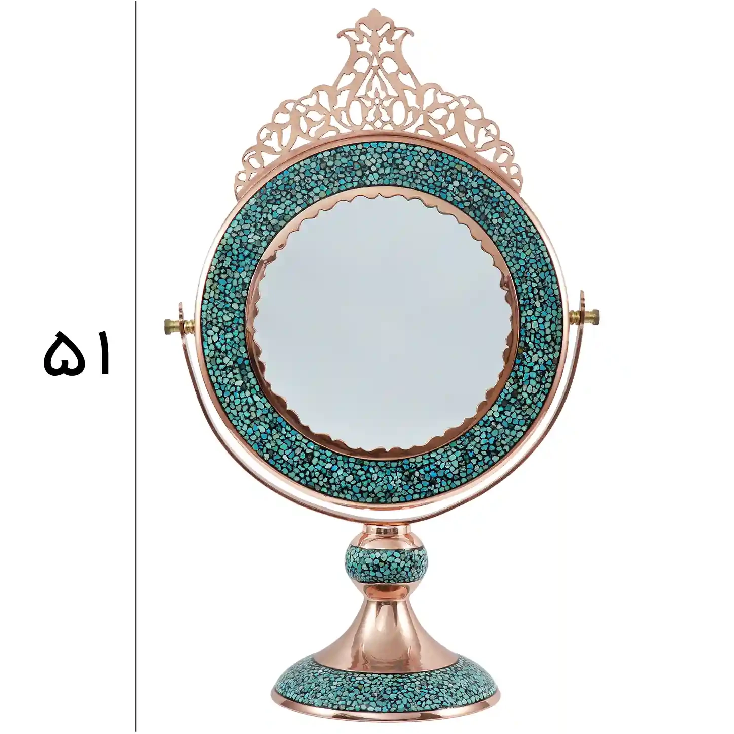 آینه دایره تاجی 50 فیروزه