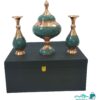 ست هدیه جفت گلدان و شکلات خوری فیروزه کوب به همراه جعبه هدیه