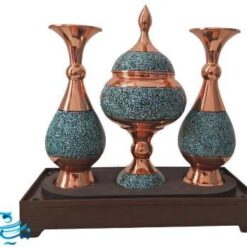 پک گلدان 20 و شکلات خوری 25 سانت فیروزه کوبی و باکس پلکسی