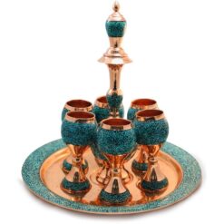 سرویس شربت خوری فیروزه کوبی با سینی گرد