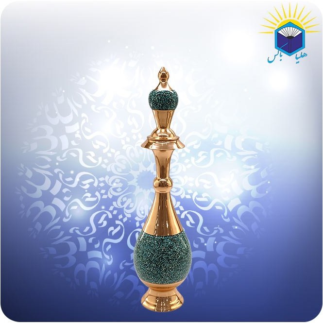 تنگ صراحی مس و فیروزه کوب 35 سانت
