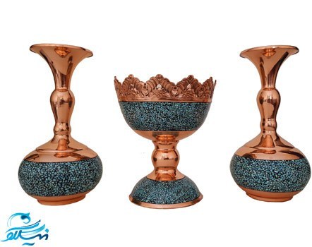 ست هدیه گلدان و آجیل خوری فیروزه کوبی