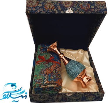 ست گلدان فیروزه کوبی و ترمه با بسته بندی لوکس